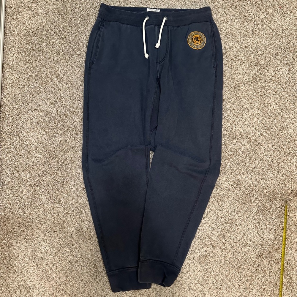 Abercrombie & Fitch Mens Jogger Sweatpants Medium Navy Blue Preowned Crest Logo